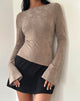 Image of Lunica Langarm-Jersey-Top aus Jaqcuard Light Taupe