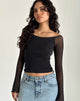 Image of Lutana Bardot Top aus Mesh Schwarz