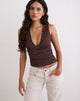 Image of Lycia Plunge Top in Micro Polka Braun