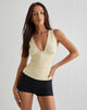 Image of Lycia Plunge Top in Creme mit schwarzem Mikro-Polka-Druck