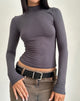 Image of Mabel Langarm-Top mit hohem Halsausschnitt aus Rippe Black Forest