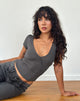 Image of Machiko Plunge Wrap Top in Anthrazit Grau