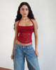 Image of Maggha Neckholder-Top aus Mari Lace Rot