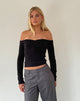 Image of Makena Bardot-Pullover in gebürstetem Schwarz