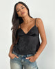 Image of Marinda Top aus Satin Jacquard Schwarz