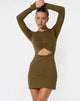 Image of Matilda Bodycon Kleid aus Lycra Dunkel-Olive
