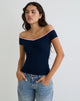 Image Mayomi Schulterfreies Oberteil in Marineblau mit rosa Bändern