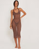 Image of Maysa Midikleid aus Mesh Kaffee