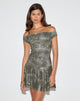 Image of Meden Minikleid aus Pailletten Grün Grau