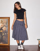 Image of Catelyn Plissee-Midirock in Navy Karo