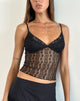 Image of Megara Riemchen-Top aus Spitze und Mesh Schwarz