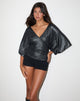 Bild von Melia Batwing Top in Metallic Slinky Schwarz