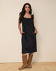 Image of Merrily Smock Midikleid aus Popeline Schwarz