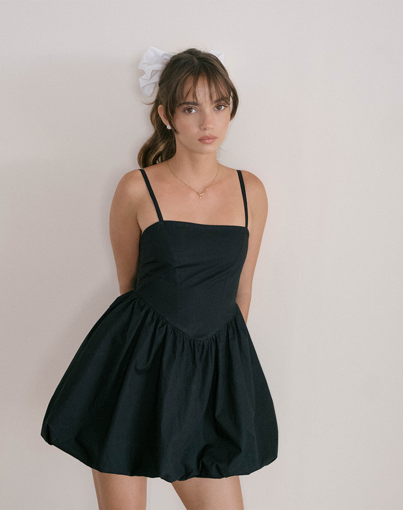 Micala Puffball-Minikleid in Schwarz