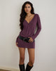 Bild von Mihiro Plunge Mini Dress in Cupro Deep Purple