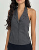 Image of Mikanu Button Down Neckholder Bluse in Anthrazit