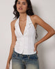 Image of Mikanu Bluse mit Neckholder und Knopfleiste aus Popeline Weiß