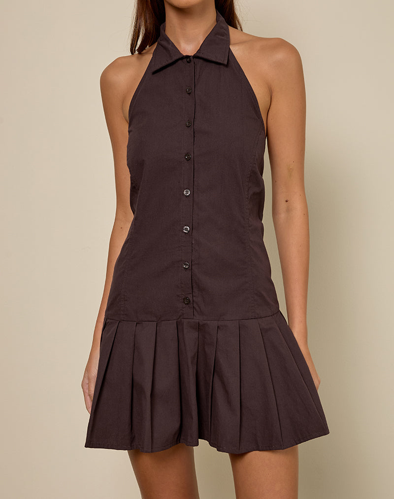 Bild von Mikena Kleid mit Kragen in tiefem Mahagoni