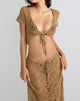 Image of Mirea Gewachsen auf Ärmel Shurg Top in Crochet Camel