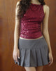 Image of Miriam Top aus Drapierung Pailletten Maroon