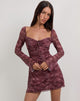 Image of Modena Langärmeliges Minikleid mit Paisleymuster in Pflaume