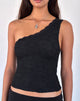 Image of Moira One Shoulder Lace Top in Schwarz