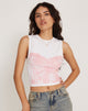 Bild von Monlo Vest Top in Weiß Rosa Korsett Druck