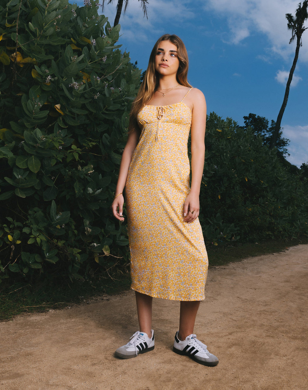 Cessilie Midikleid in Flower Garden Gelb