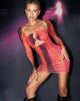 Image of Yuvila Minikleid in solarisiertem Orange und Rosa