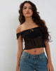 Image of Nabil Bardot Top aus Mesh Schwarz