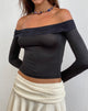 Image of Nagita Slinky Langarm Bardot Top in Schwarz