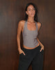 Image of Nasya Neckholder-Top in Taupe Nadelstreifen Tailoring