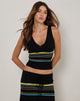 Image of Natcha Vest Top in Schwarz mit braunen und blauen Streifen