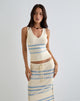 Image of Natcha Vest Top in Creme mit blauen und grauen Streifen