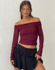 Bild von Nauri Mesh Bardot Top in Maroon