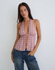 Image of Nayu Neckholder-Top mit unscharfem Karo in Rosa und Grün