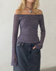 Image of Neira Langärmeliges Bardot-Top aus strukturiertem Strick Ocean Storm