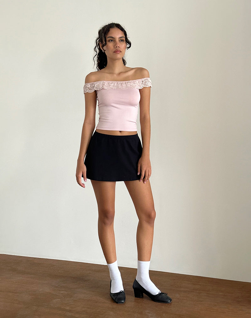 Nesel Bardot-Top in Babyrosa mit Glitzereffekt