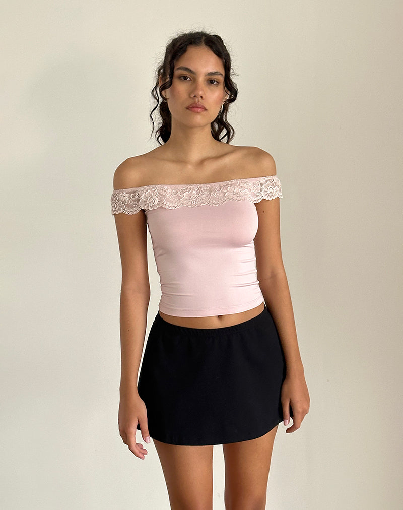 Nesel Bardot-Top in Babyrosa mit Glitzereffekt