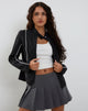 Image of Nila Zip Up Biker Jacke aus schwarzem Nylon