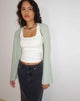 Image of Nobila Shrug Top in Salbei Strukturierte Häkelarbeit