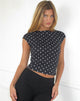 Image of Nova Top aus schwarzem Polka-Jersey