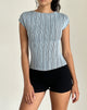 Image of Nova Top in Jersey Blau und Schwarz gestreift