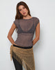 Image of Nova Top aus grauem Crinkle Chiffon