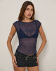 Image of Nova Top aus transparentem Crinkle Chiffon Navy
