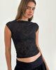 Image of Nova Top in Flower Mesh Schwarz