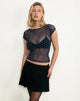 Image of Nova Top in Herzflock Navy und Gelb