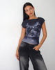 Image of Nova Top mit Spitzen-Scan-Motiv in Schwarz