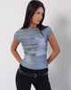 Image of Nova Top in Parlour Print Blau