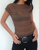 Image of Nova Rüschen-Top aus Mesh Chocolate